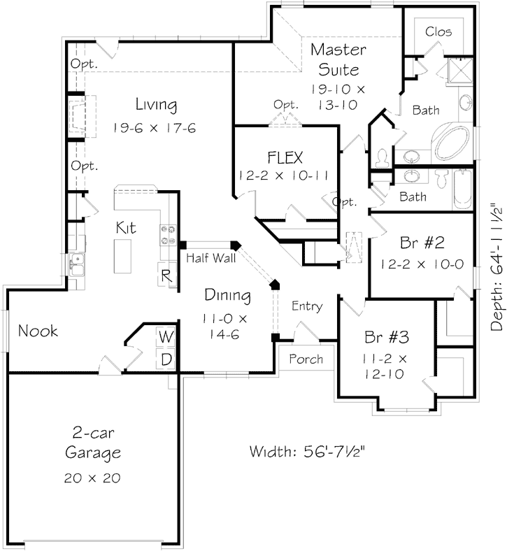 Traditional House Plan 4 Bedrooms 2 Bath 2219 Sq Ft Plan 86 109