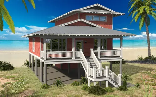 Coastal house plans 86-175 - front exterior, 2,000 sq ft, 4 bed, 4 bath house plans | Monster House Plans