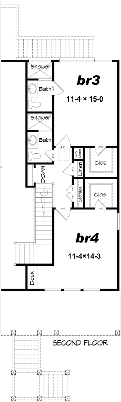 Upper/Second Floor Plan: 86-175