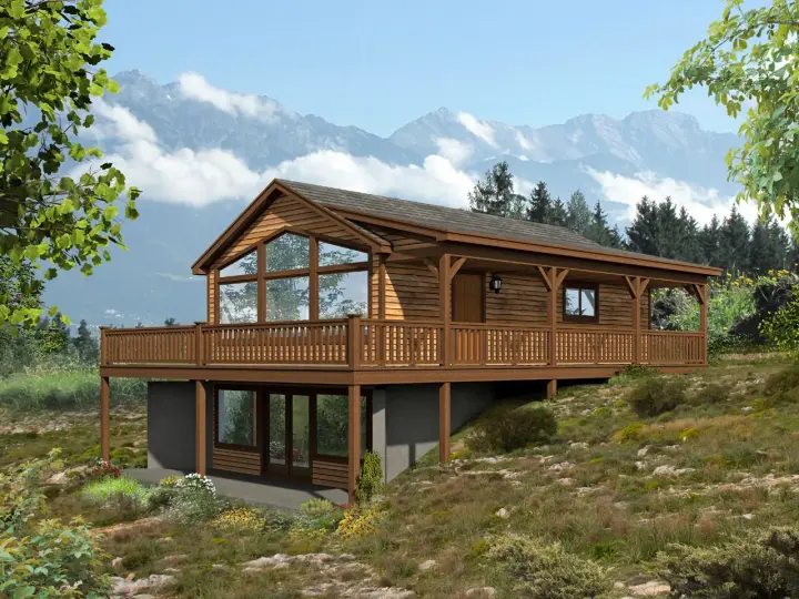 Contemporary house plans 87-116 - front exterior, 765 sq ft, 2 bed, 2 bath house plans | Monster House Plans