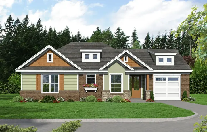 Craftsman house plans 87-128 - front exterior, 1,228 sq ft, 2 bed, 2 bath house plans | Monster House Plans