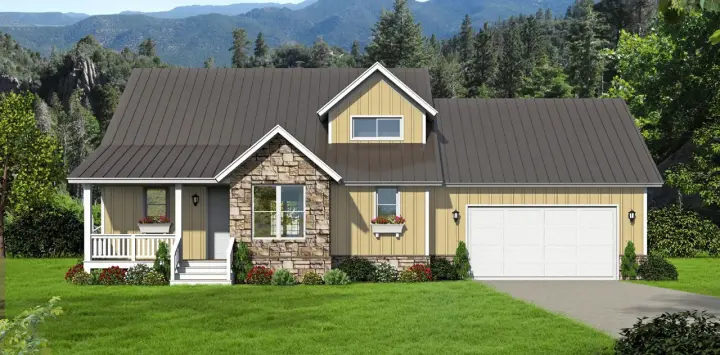 Country house plans 87-135 - front exterior, 1,850 sq ft, 3 bed, 2 bath house plans | Monster House Plans