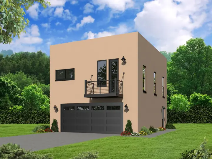 Modern house plans 87-157 - front exterior, 817 sq ft, 2 bed, 1 bath house plans | Monster House Plans