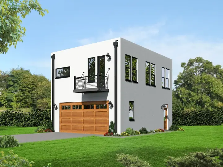 Modern house plans 87-158 - front exterior, 820 sq ft, 2 bed, 1 bath house plans | Monster House Plans