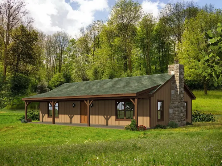 Ranch house plans 87-181 - front exterior, 1,200 sq ft, 2 bed, 1 bath house plans | Monster House Plans
