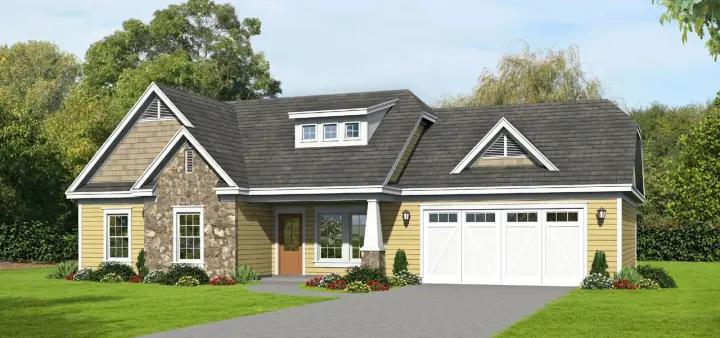 Craftsman house plans 87-188 - front exterior, 1,321 sq ft, 3 bed, 2 bath house plans | Monster House Plans
