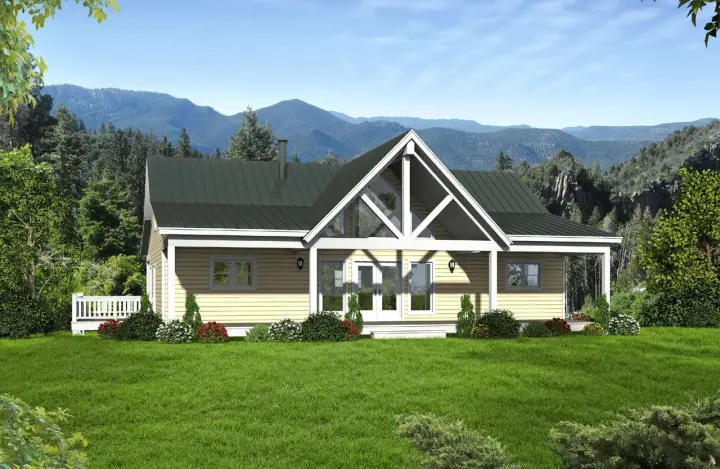 Country house plans 87-211 - front exterior, 2,000 sq ft, 2 bed, 2 bath house plans | Monster House Plans