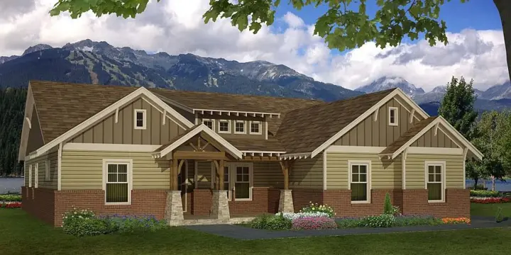 Craftsman house plans 87-226 - front exterior, 2,512 sq ft, 4 bed, 3 bath house plans | Monster House Plans