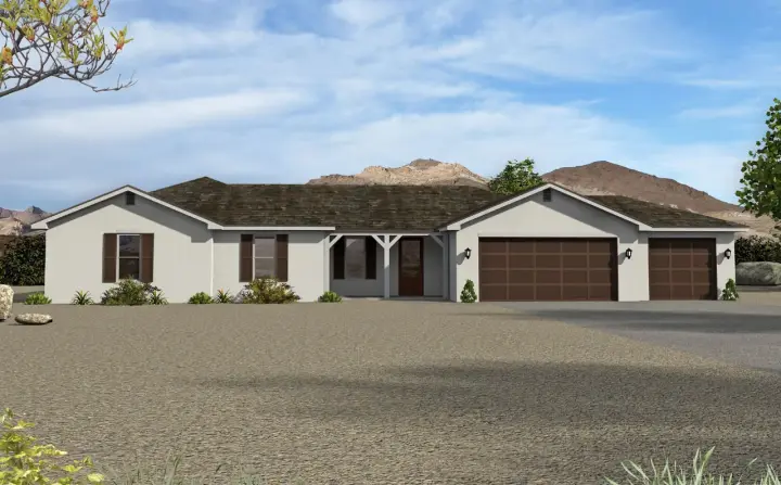 Ranch house plans 87-227 - front exterior, 2,651 sq ft, 4 bed, 2 bath house plans | Monster House Plans