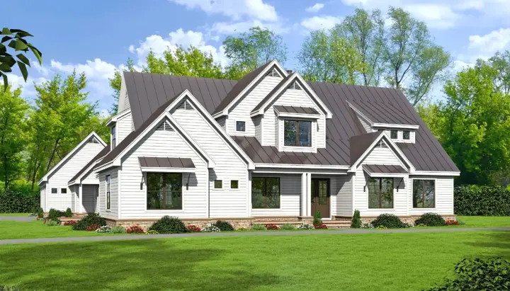 Modern Farmhouse house plans 87-240 - front exterior, 5,317 sq ft, 5 bed, 4 bath house plans | Monster House Plans