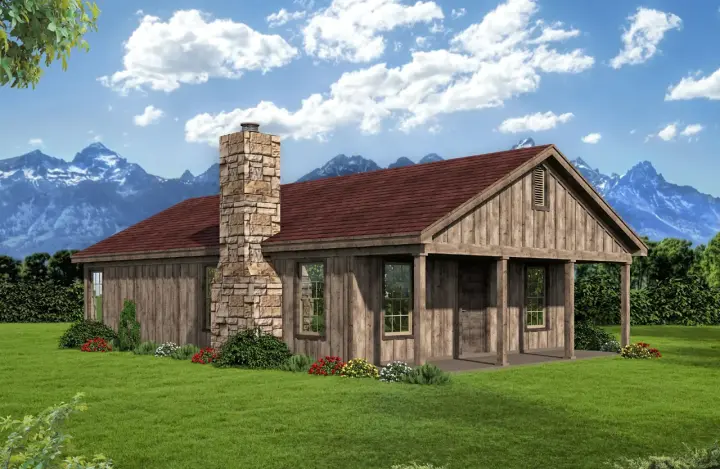 Country house plans 87-245 - front exterior, 1,000 sq ft, 2 bed, 1 bath house plans | Monster House Plans