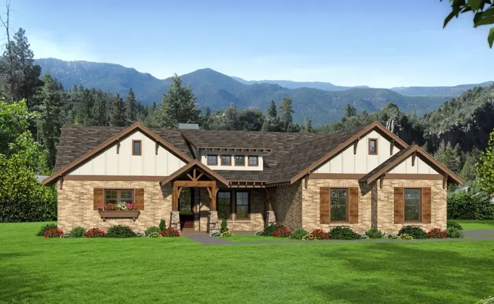 Craftsman house plans 87-246 - front exterior, 2,500 sq ft, 3 bed, 2 bath house plans | Monster House Plans