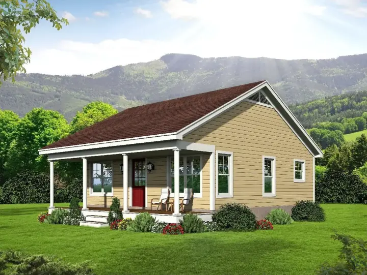 Country house plans 87-248 - front exterior, 676 sq ft, 1 bed, 1 bath house plans | Monster House Plans