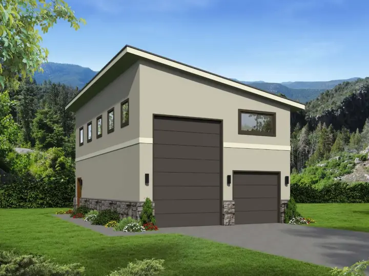 Contemporary house plans 87-252 - front exterior, 470 sq ft, 0 bed, 0 bath house plans | Monster House Plans