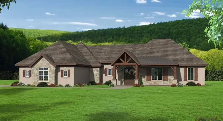 Traditional house plans 87-253 - front exterior, 2,916 sq ft, 4 bed, 2 bath house plans | Monster House Plans