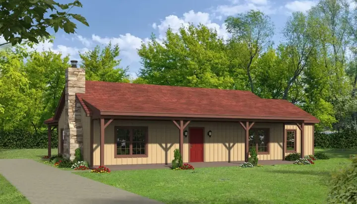 Ranch house plans 87-260 - front exterior, 1,643 sq ft, 3 bed, 3 bath house plans | Monster House Plans