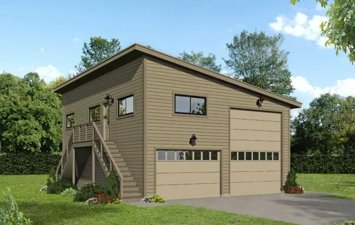 Contemporary house plans 87-261 - front exterior, 1,810 sq ft, 1 bed, 0 bath house plans | Monster House Plans