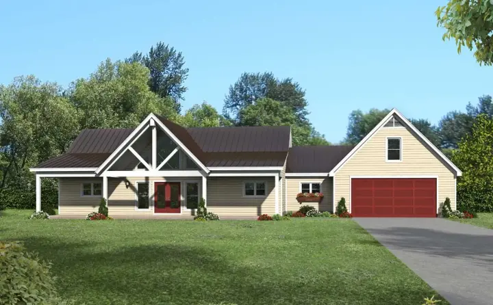 Country house plans 87-266 - front exterior, 1,677 sq ft, 2 bed, 2 bath house plans | Monster House Plans