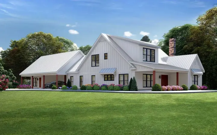 Modern Farmhouse house plans 87-275 - front exterior, 3,250 sq ft, 5 bed, 4 bath house plans | Monster House Plans
