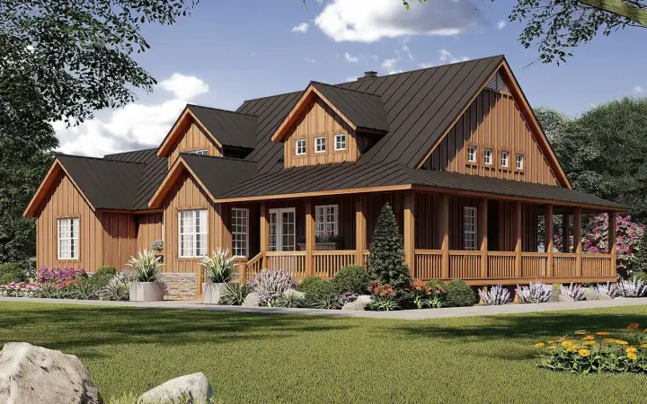 Country house plans 87-280 - front exterior, 2,095 sq ft, 3 bed, 2 bath house plans | Monster House Plans