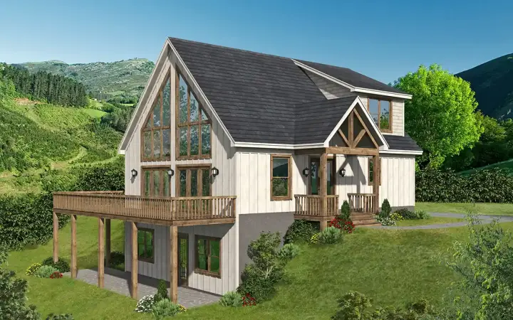 Contemporary house plans 87-284 - front exterior, 1,770 sq ft, 3 bed, 2 bath house plans | Monster House Plans