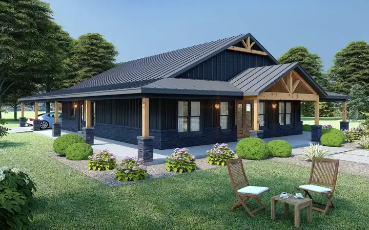 Barndominium house plans 87-293 - front exterior, 2,393 sq ft, 4 bed, 3 bath house plans | Monster House Plans