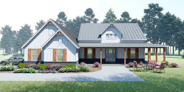 Country house plans 87-295 - front exterior, 2,247 sq ft, 3 bed, 2 bath house plans | Monster House Plans