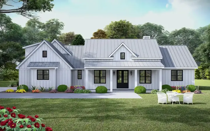 Modern Farmhouse house plans 87-298 - front exterior, 2,397 sq ft, 4 bed, 2 bath house plans | Monster House Plans