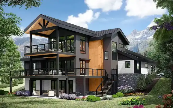Modern house plans 87-314 - front exterior, 2,758 sq ft, 3 bed, 2 bath house plans | Monster House Plans
