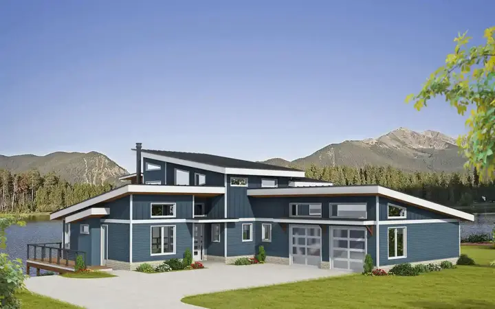 Contemporary house plans 87-316 - front exterior, 2,506 sq ft, 3 bed, 2 bath house plans | Monster House Plans