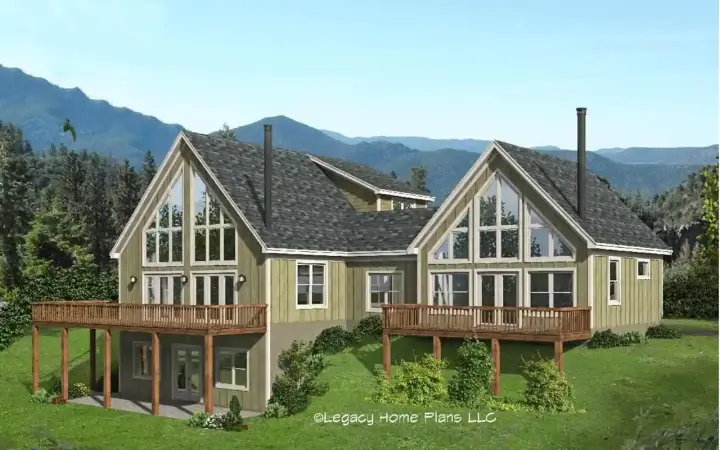Contemporary house plans 87-320 - front exterior, 2,424 sq ft, 4 bed, 3 bath house plans | Monster House Plans