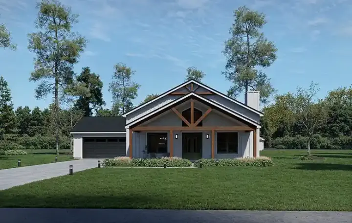New American house plans 87-322 - front exterior, 2,863 sq ft, 3 bed, 3 bath house plans | Monster House Plans