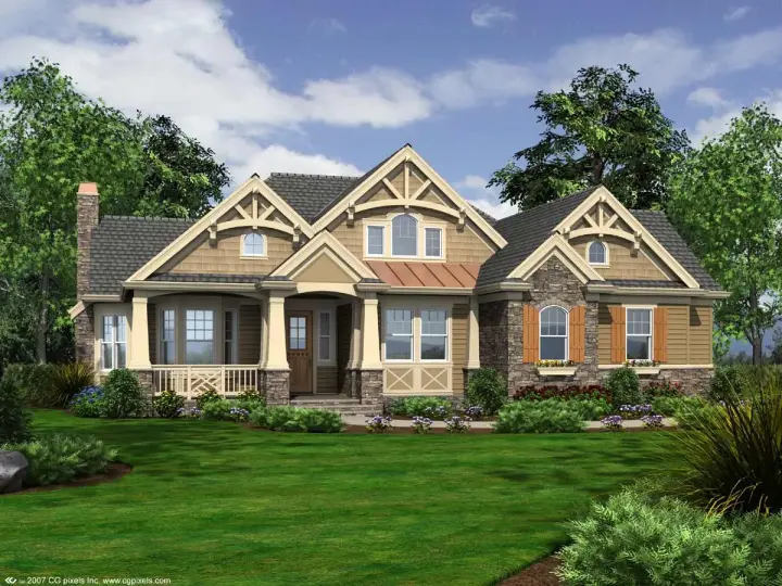 Cottage house plans 88-102 - front exterior, 3,020 sq ft, 3 bed, 3 bath house plans | Monster House Plans