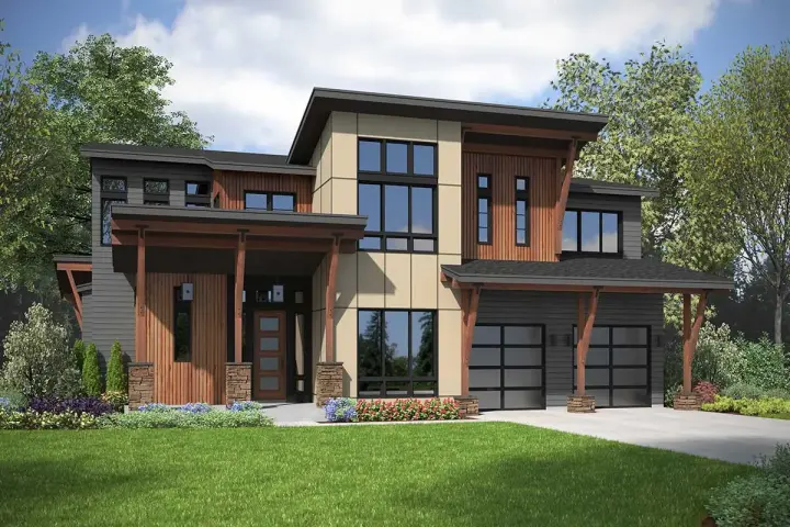 Contemporary house plans 88-1027 - front exterior, 4,070 sq ft, 5 bed, 4 bath house plans | Monster House Plans