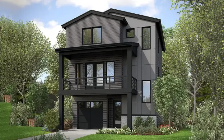 Modern house plans 88-1034 - front exterior, 1,986 sq ft, 4 bed, 3 bath house plans | Monster House Plans