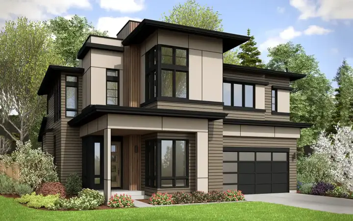 Modern house plans 88-1037 - front exterior, 3,600 sq ft, 5 bed, 4 bath house plans | Monster House Plans