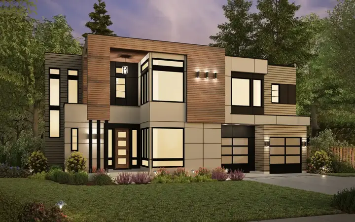 Modern house plans 88-1039 - front exterior, 3,995 sq ft, 5 bed, 4 bath house plans | Monster House Plans