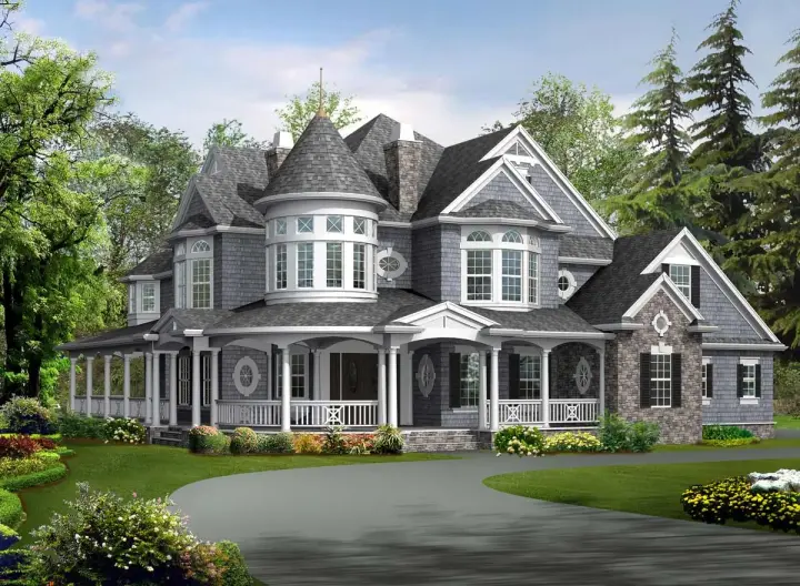 Victorian house plans 88-104 - front exterior, 5,250 sq ft, 4 bed, 4 bath house plans | Monster House Plans