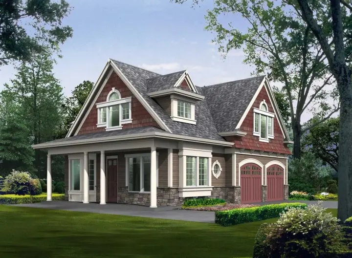 Carriage house plans 88-110 - front exterior, 1,295 sq ft, 2 bed, 2 bath house plans | Monster House Plans