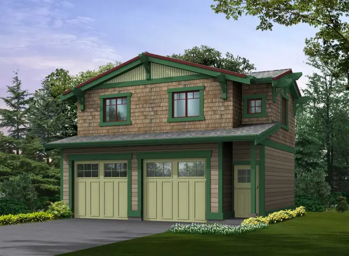 Shingle house plans 88-121 - front exterior, 565 sq ft, 1 bed, 1 bath house plans | Monster House Plans