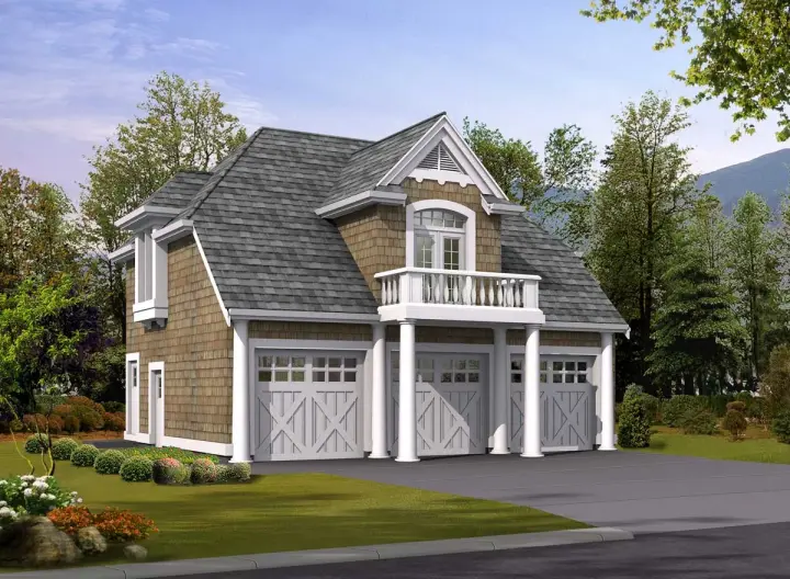 Hampton house plans 88-124 - front exterior, 755 sq ft, 1 bed, 1 bath house plans | Monster House Plans