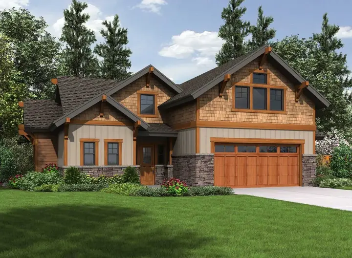 Craftsman house plans 88-132 - front exterior, 975 sq ft, 0 bed, 1 bath house plans | Monster House Plans