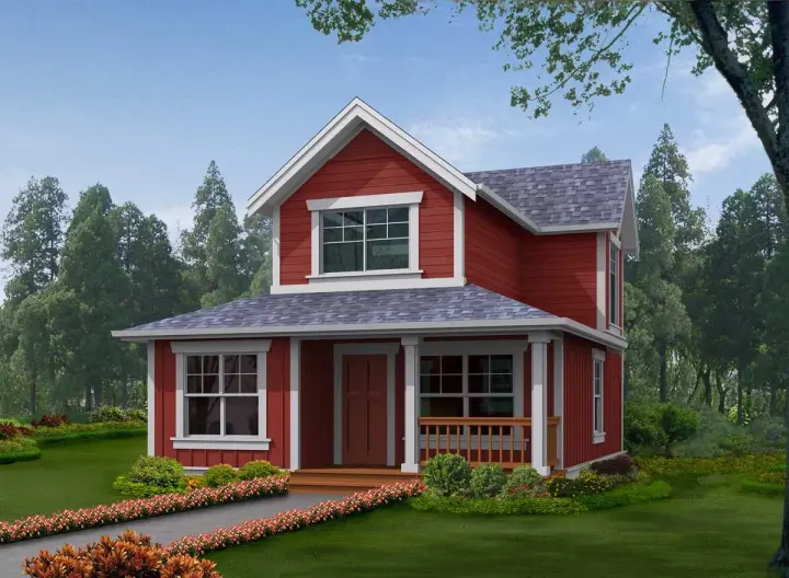 Cottage house plans 88-133 - front exterior, 1,000 sq ft, 2 bed, 2 bath house plans | Monster House Plans