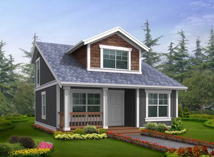 Bungalow house plans 88-134 - front exterior, 1,000 sq ft, 2 bed, 2 bath house plans | Monster House Plans