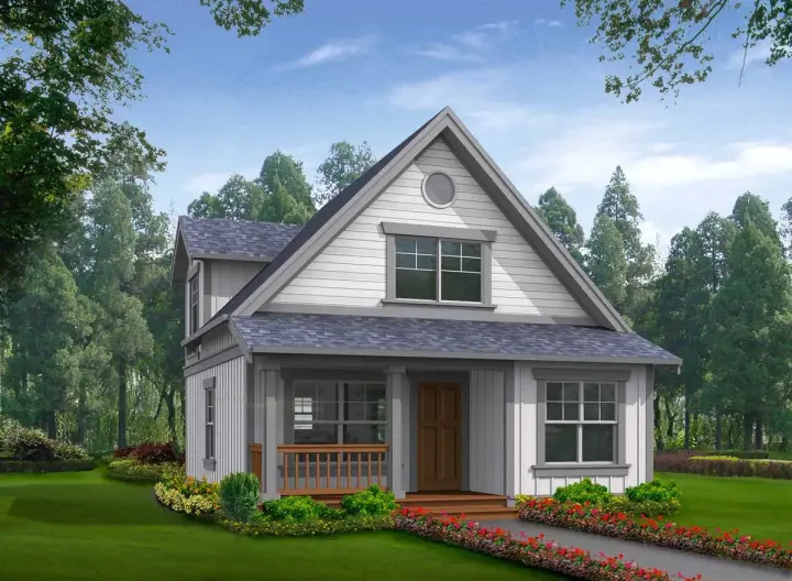 Cottage house plans 88-135 - front exterior, 1,000 sq ft, 2 bed, 2 bath house plans | Monster House Plans