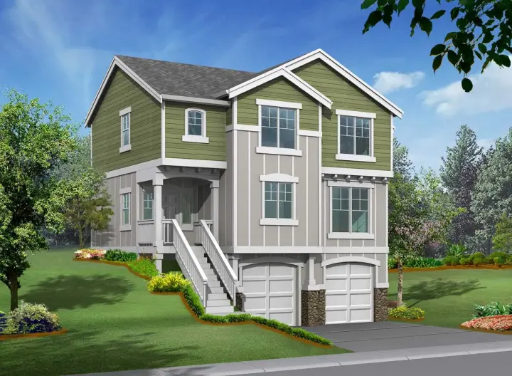 Northwest house plans 88-154 - front exterior, 1,570 sq ft, 3 bed, 2 bath house plans | Monster House Plans