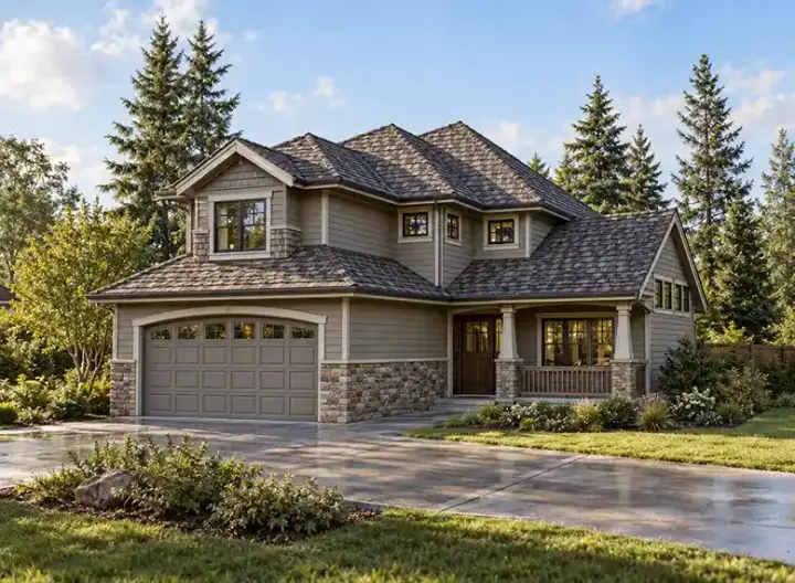 Northwest house plans 88-183 - front exterior, 1,870 sq ft, 3 bed, 2 bath house plans | Monster House Plans
