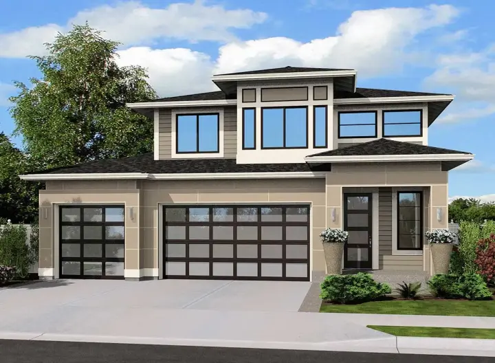 Prairie house plans 88-193 - front exterior, 2,418 sq ft, 4 bed, 3 bath house plans | Monster House Plans