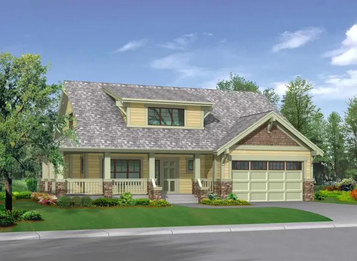 Bungalow house plans 88-245 - front exterior, 2,213 sq ft, 3 bed, 2 bath house plans | Monster House Plans