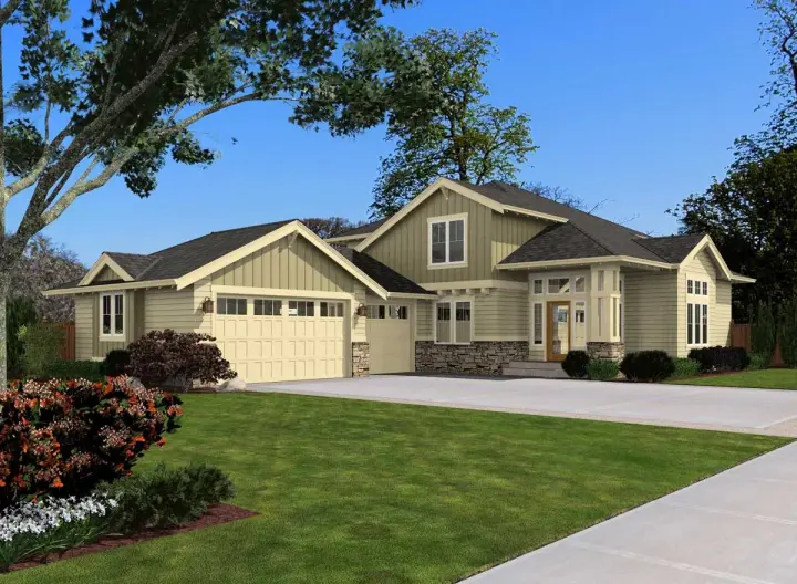 Ranch house plans 88-262 - front exterior, 2,325 sq ft, 3 bed, 2 bath house plans | Monster House Plans